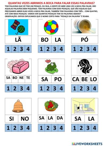 Quantas sílabas tem essas palavras?