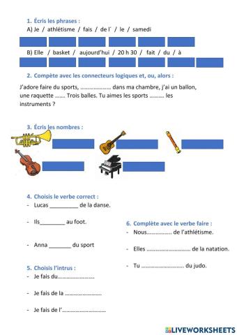 Repaso les sports et les instruments