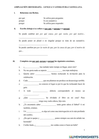 Ortografía ESO (porque-por qué- a ver-haber- sino-si no- echo-hecho...))