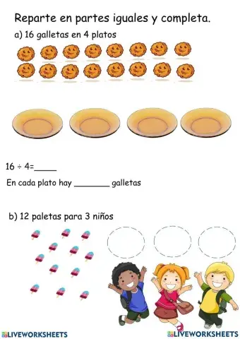 Reparte en partes iguales