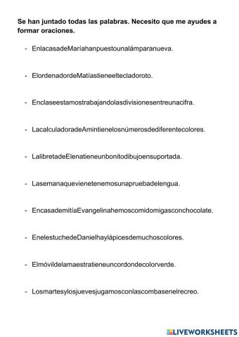 Formción de oraciones