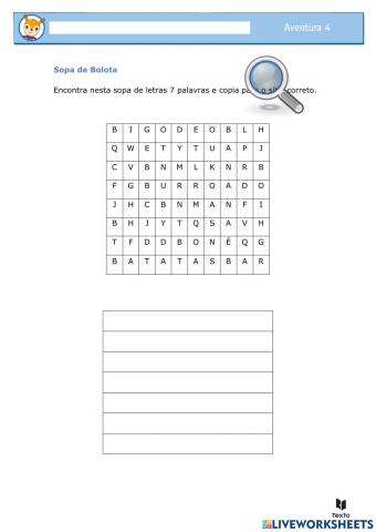 Sopa de letras Letra B