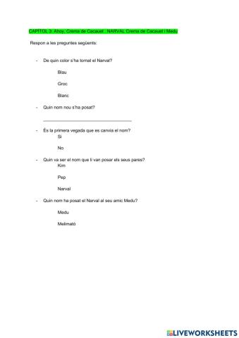 Narval crema de cacauet i Medu. Capitol 3