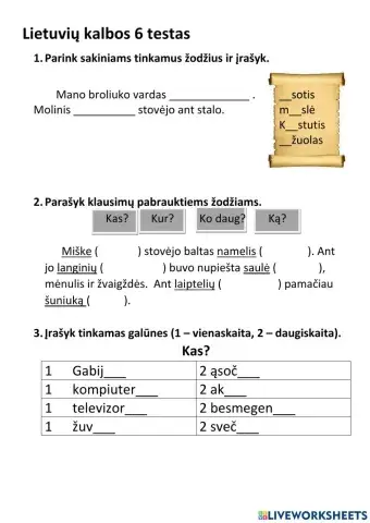 Lietuvių kalbos testas Nr. 6