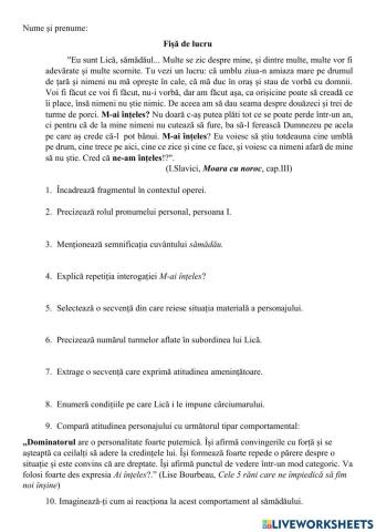 Moara cu nororoc - secvente narative