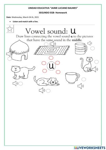 Short vowels sounds -U