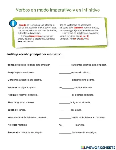 Verbos en infinitivo