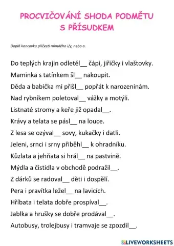 Shoda několikanásobného podmětu s přísudkem