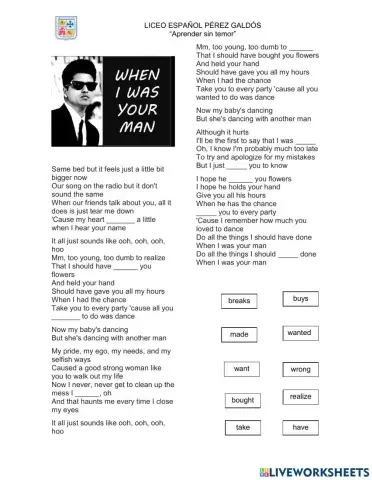 When I was your man byBruno Mars