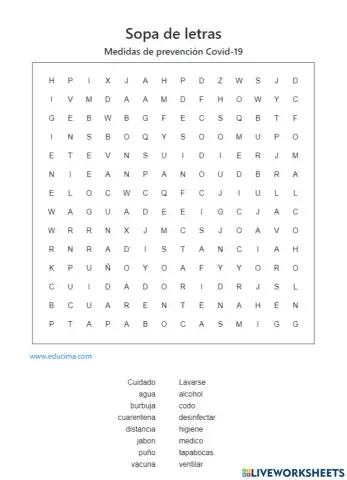 Sopa de letras covid