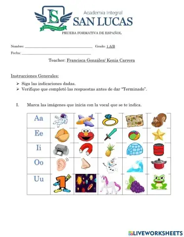 Vocales y consonantes m, p, l