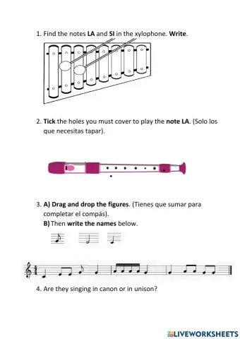 Music test 3º. Units 3 - 4