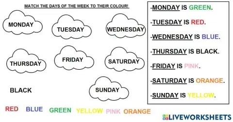 Days of the week and colours