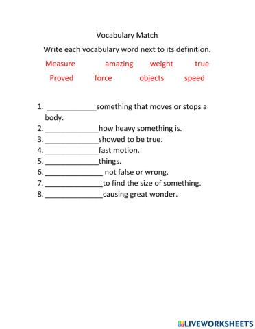 Unit 3 week 1 Vocabulary Test