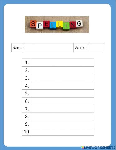 Spelling Test - Week 25