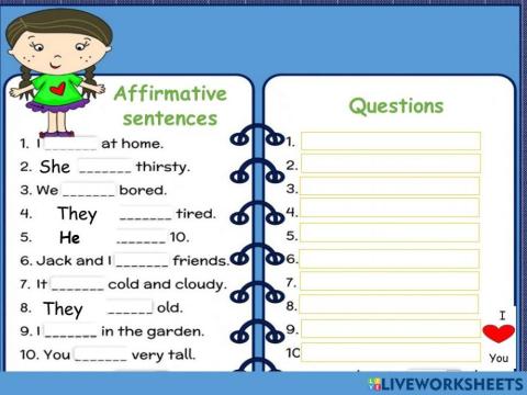 Verb be questions and affirmative
