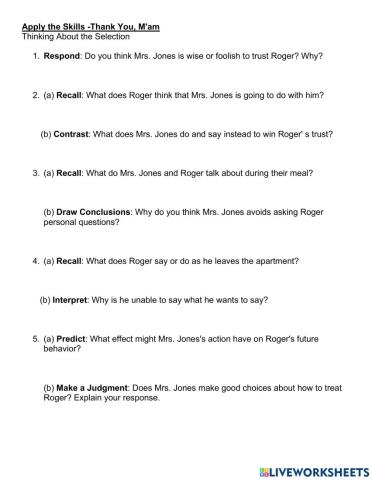 Apply the Skills -Thank You, M'am