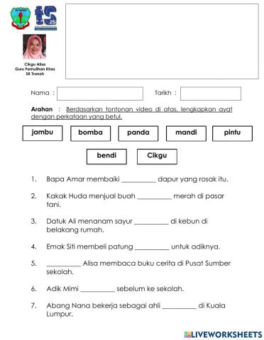 Kemahiran 12 : Perkataan KVK+KV