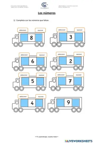 Números hasta 10. Orden