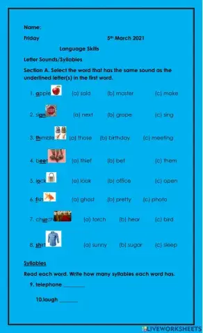 Letter sounds and syllables