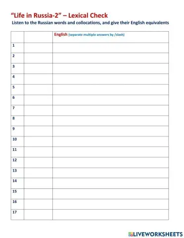 Life in Russia2-lexical check