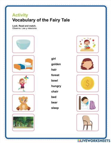 Match vocabulary of a fairy tale