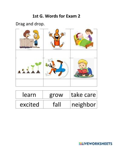 1st G. Words to Know for Reading Exam