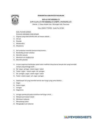 Pts genap ipa kelas 7