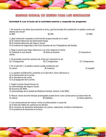 Masticar chicle, un riesgo para los mexicanos