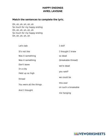 Happy endings -avril lavign