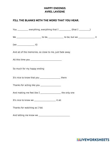 Happy endings 3 -Avril Lavign