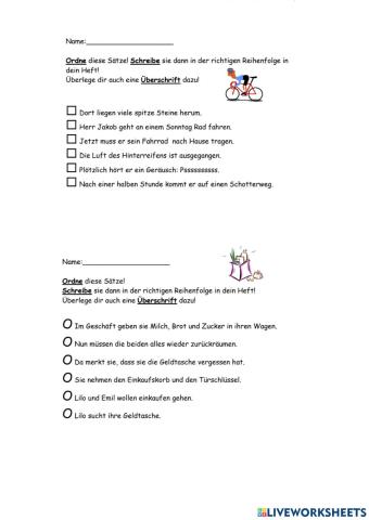 Orden einer Geschichte