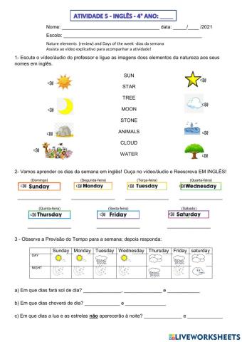4° ano - INGLÊS - SEMANA 5