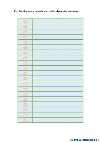 Escritura del 40 al 59