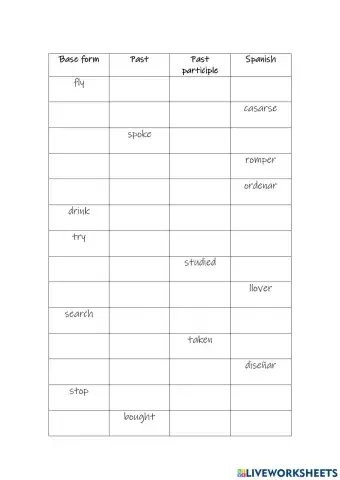 Regular and irregular verbs