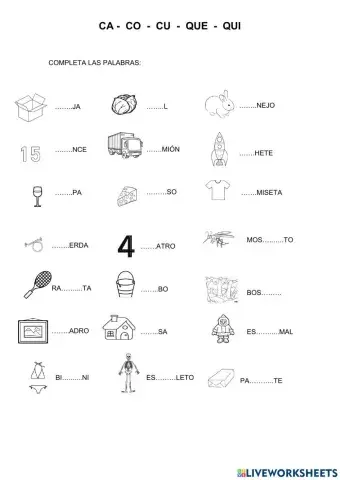 Completar palabras-C-QU