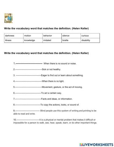 Helen Keller Spelling