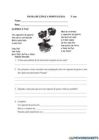 Ficha Português-gramática 3º ano.