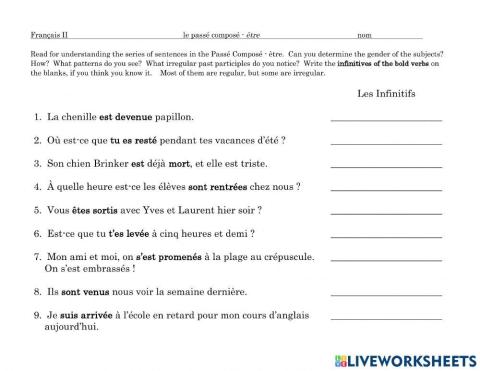 Passé Composé, être only