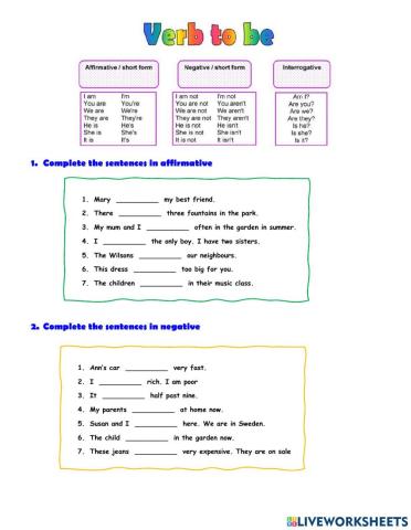 Verb to be - present