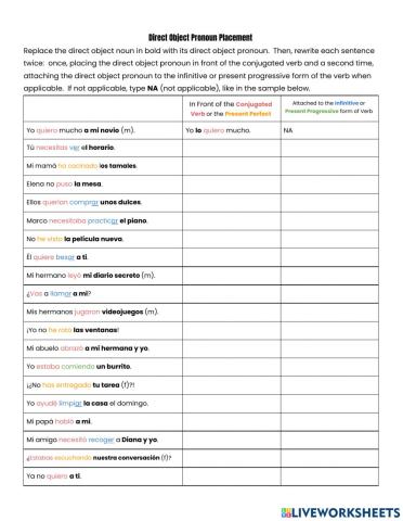 Direct Object Pronoun Placement