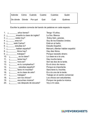 Question words in Spanish