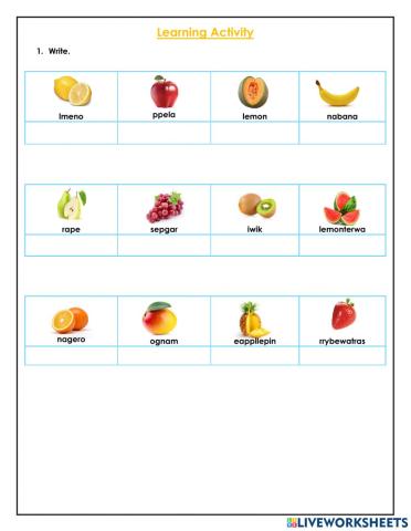 Fruits Vocabulary