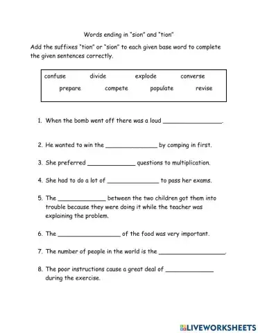 Suffixes -Tion- & -Sion-