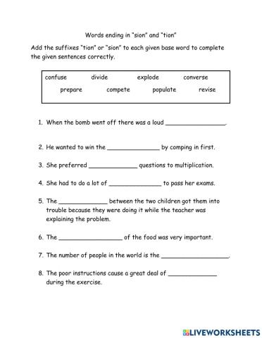 Suffixes -Tion- & -Sion-