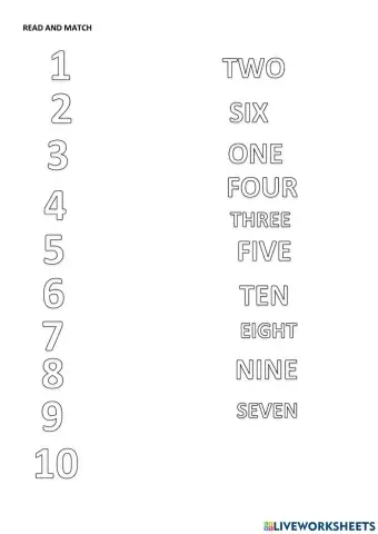 Read and match: NUMBERS