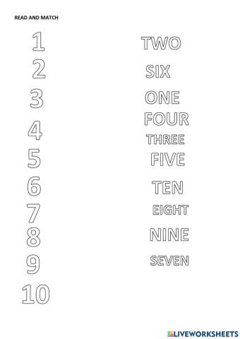 Read and match: NUMBERS