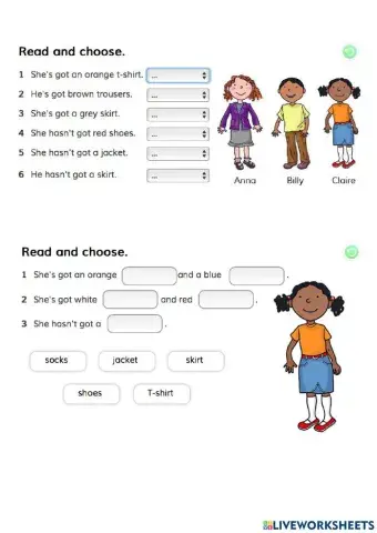 Have got-has got - clothes