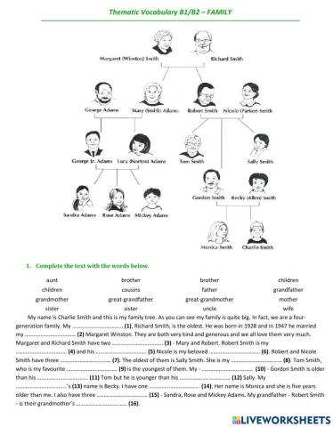 Thematic Vocabulary B1-B2 - Family