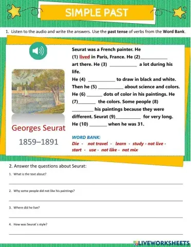 Simple past listening activity